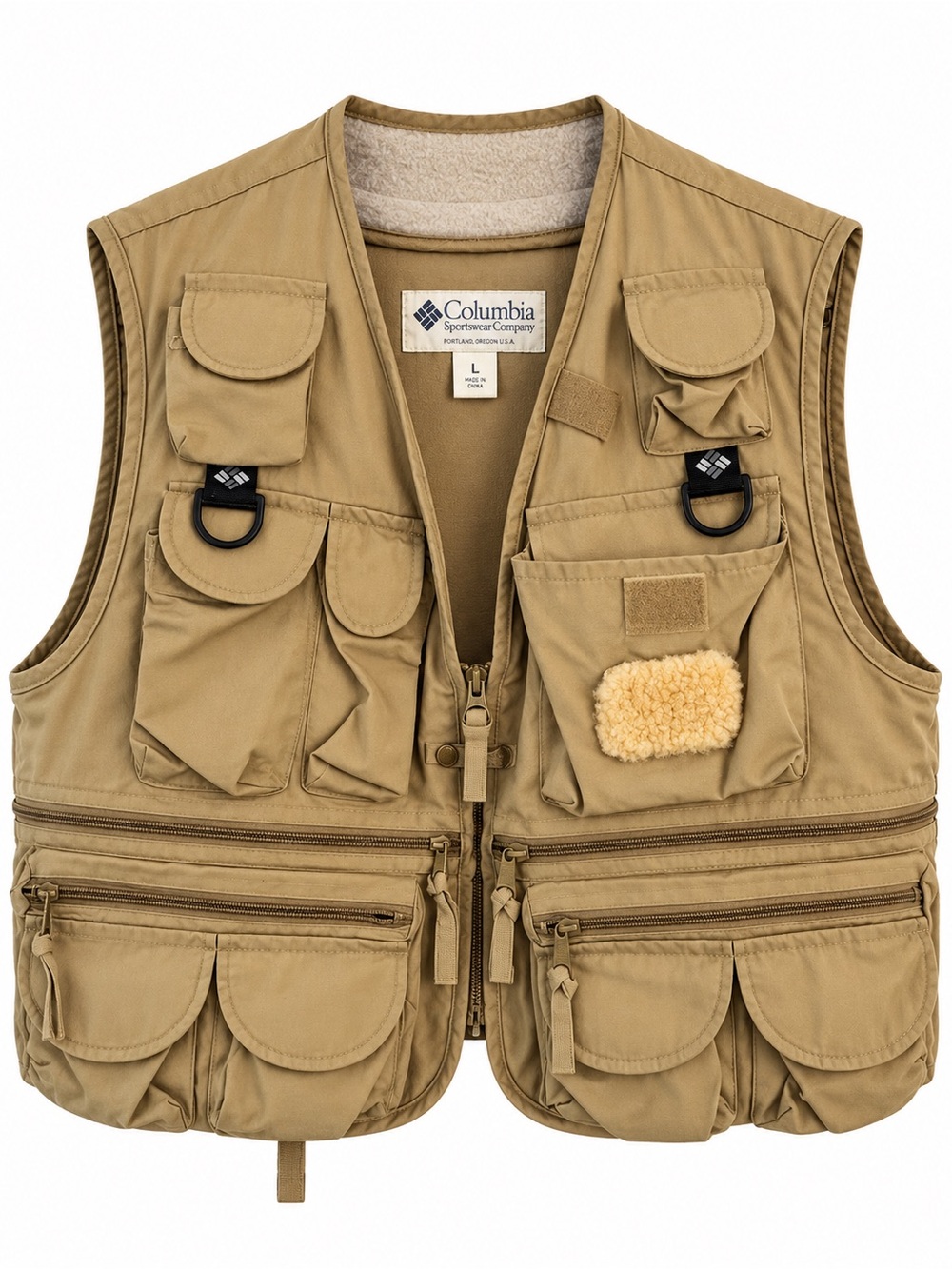 Vintage Columbia PFG Fishing Vest Khaki Multi Pocket Utility Vest – Men’s Large